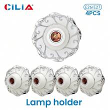 CILIA 4pcs Pendant Lamp Holder Set,E26/E27 Bulb Socket Base,110V - 220V Light Socket,Petal Relief Style Ideal For Home, Office & Industrial Chic,White/Gold/Silver - Meteor - View 8