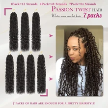 1/4/7 Gói 22 inch Tóc tết sóng nước Passion Twist cho kiểu tóc bện bướm, tóc nối Bohemian, 4# - Nâu đen - Xem 4