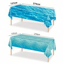 1 pieza Mantel de plástico con ola azul para fiesta de playa de verano, fiesta de playa, mantel para fiesta hawaiana, mantel impermeable para decoración de fiesta en la piscina (4 estilos)