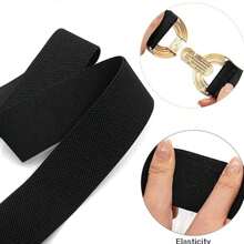 1pc 2025 New Coffee-Colored Women's Fashion Elastic Waistband Wide Double Buckle Belt, Tight Fit Versatile Accessory For Beach, Boho, Party, Cute, Sexy, Elegant - Multicolor - View 5