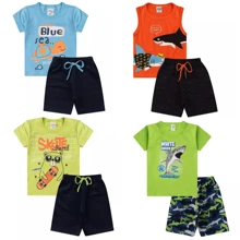 4-Piece Kit 2 Sets Of Children's Clothing For Boys 2 T-Shirts/Blouses + 2 Shorts/Bermuda Shorts - Nhiều màu - Xem 4