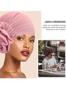 Awegeo Gorro turbante hecho a mano de unicolor y transpirable con diseño envolvente de brújula - Gorro de uso básico sin ala para comodidad en el hogar y diario