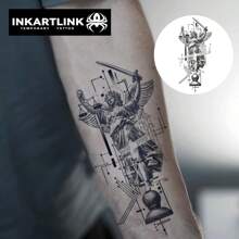 INKARTLINK INKARTLINK 8*18cm 1pc Herbal Juice Themed Temporary Tattoo - , Clock, Libra, Fortune Magic Tattoo Design, Semi-Permanent Tattoo, Realistic Fake Tattoo, Lasts 1-2 Weeks