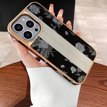 VIETAO Golden Plated Flower Leather Cell Pone Cover Compatible With Iphone 11 12 13 Pro Max Fashion 12pro 13pro Mobile Case For Women