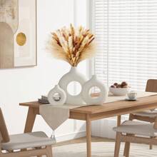 1 pieza Jarrón de forma de donut hecho a mano, decoración floral de estilo bohemio minimalista moderno para el hogar, decoración para sala de estar, dormitorio, oficina, mesa de boda, fiesta, decoración del hogar, jarrón de flores, centro de mesa, decoración de mesa