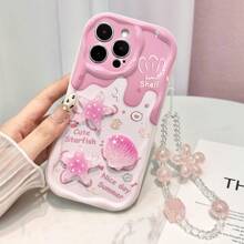 Funda protectora con estampado de estrellas de mar de colores caramelo y bordes ondulados, con cadena desmontable, compatible con iPhone 16/16 Pro Max, iPhone 15, iPhone 14, iPhone XR/7/8, iPhone 15 Pro Max, iPhone 13, iPhone 14, iPhone 11, P12, XS. Diseño pintado resistente a golpes y creativo, compatible con teléfonos Redmi.