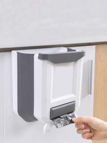 1pc Kitchen Folding Wall-Mounted Trash Can, Hanging Garbage Bag Holder For Cabinet, Creative & Convenient