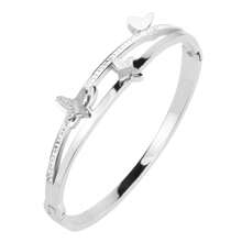 3-Piece Women Jewelry Gift Set: Rhinestone Clover Flower, Butterfly Pendant And Stainless Steel Bracelet - Butterfly Combination - View 27