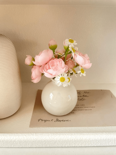 1 Biały Miniaturowy Ceramiczny Wazon z Szerokim Otworem, Dekoracyjny Stojak Na Kwiaty Na Biurku