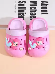 Dziecięce oddychające wsuwane chodaki, małe chłopięce i dziewczęce letnie klapki prysznicowe do wewnątrz/na zewnątrz, antypoślizgowe miękkie dno, plażowe/łazienkowe kapcie, odpowiednie na co dzień, w podróż, na wakacje - Wyrazisty róż - Zobacz 3