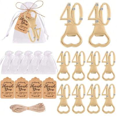 10 pezzi di apribottiglie in metallo con numeri 30/40/50, regali pratici per compleanno, anniversario, matrimonio, San Valentino, decorazione per feste e ospiti