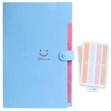 Cute Candy 5 Pocket Folder With 8-16Labels, Letter Size Expanding Organizer, Portable Accordion File,Aesthetic Paper Folder For School Office,Folders For Documents - 10 Colors Optional,Back To School,School Supplies