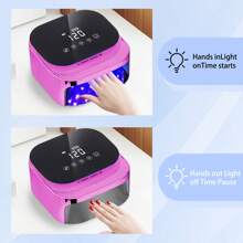 Lámpara UV profesional para uñas de gel, lámpara LED recargable de 60 W para uñas para esmalte de gel con 4 temporizadores y sensor, lámpara de curado con pantalla LCD y sensor automático inteligente, secador de uñas con 30 cuentas LED para salón, regalo para el hogar para esposa, madre y niña, color rosa rojo