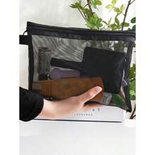 3 件套 灰色 开学季 黑色拉链 手提 轻便便携 大容量化妆包 化妆包 网眼透明 口红收纳包 护肤品收纳 旅行尼龙洗漱包 网眼物品收纳袋 文件袋 文件袋 适合学生女生 新年礼物 - 彩色 - 查看 4