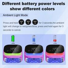 Lámpara de uñas LED UV inalámbrica, luz de esmalte de gel para secado de uñas recargable de 60 W, sensor inteligente, pantalla LCD, base desmontable, luz LED portátil para uñas con 30 cuentas y 4 configuraciones de temporizador para salón y hogar