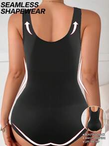 MLeyhoice 一体式无缝紧身衣，塑形瘦身，增强腹部控制。 - 黑色 - 查看 8
