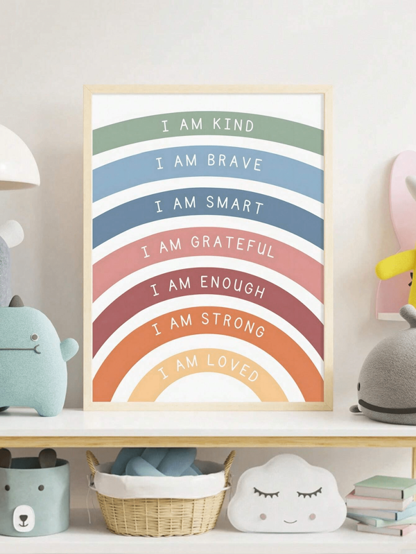 1 Piece Framed Canvas Painting,Bohemian Wall Art Painting,Nursery Wall Art,Nursery Decor,Wall Decor Poster,Inspirational Printed Wall Art Inspirational Quotes Watercolor Text,Wall Hanging,Hanging Directly