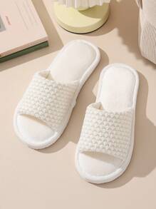 Spring/Summer Knitted Floral Open Toe Slippers, Comfortable Indoor/Outdoor House Slippers, Soft & Skin-Friendly Ladies Slippers