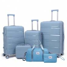 6pcs Set PP Zipper Fashion Travel Trolley Suitcase Unique Highly-Rated Luggage With Spinner Wheels + Travel Bag, Suitable For Teens, Casual Outdoor, Athletic, Vacation, Travel, Graduation Gifts, Birthday Outfit Accessories