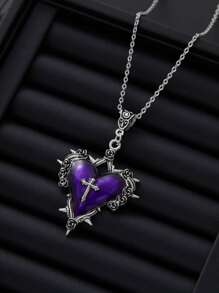 1 pieza Collar de cruz del amor con espinas de estilo punk gótico, de estilo oscuro y dulce, accesorios de joyería para fiestas de mujeres