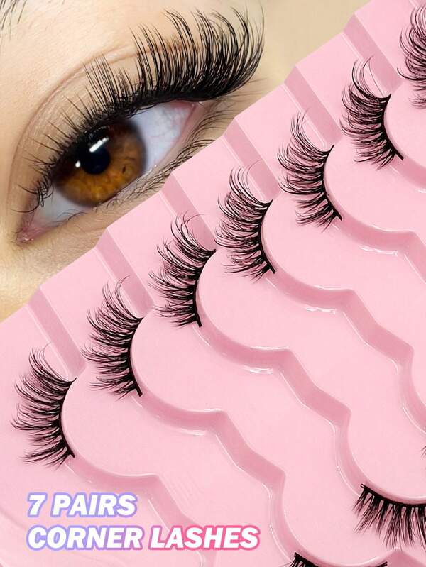 Asiteo 7 أزواج من رموش العين الجزئية الطبيعية الناعمة للاستخدام اليومي والمواعدة، رموش زاوية المكياج