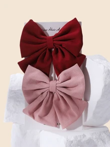 1/2pcs Satin & Chiffon Bow Hair Clips, New Candy Color Large Barrettes, College Style, No Card Paper, Suitable For Daily Use - 彩色 - 查看 29