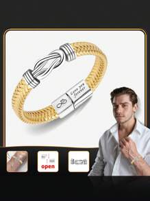1 pièce Choix de cadeau idéal pour la fête des pères, bracelet nœud doré, honorant le grand amour paternel, indispensable pour la saison de rentrée scolaire, montrant l'énergie juvénile