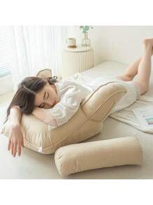 Reading Pillow For Bed, Lumbar Support Cushion, Cuddle Cushion, Bed Chair Pillow With Arms, Sofa Waist Pillow, With Round Pillow, Perfect For Sitting, Reading, Or Gaming, 75*40*50cm
