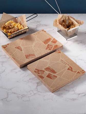 50 张烘焙纸、羊皮纸（随机图案，不对称位置）、三明治包装纸、烘焙用品空气炸锅厨房空气炸锅内衬空气炸锅纸空气炸锅空气炸锅