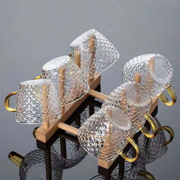 Juego de 12/6/4/2 tazas de té de vidrio resistente al calor con asa, aptas para agua, té, bebidas, leche, espresso, etc. [Nota: Sin soporte para tazas]