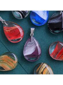 10pcs Thousand Flower Glaze Crystal Water Drop Pendant, Colorful Glass Decorations With Adjustable Necklace Cord And Storage Bag, Best Gift For DIY Necklace Jewelry Making