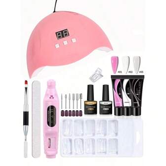豪华美甲套装，包含UV LED美甲灯、美甲钻、美甲钻头、手指分离器、角质层钳和推棒——在家也能享受沙龙级美甲体验，送给她的最佳礼物