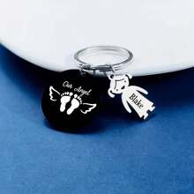 Customized Engraved Name Keychain With Footprint Design - Stainless Steel, Fashionable Gift For Men, Suitable For Fathers - Multicolor - View 10