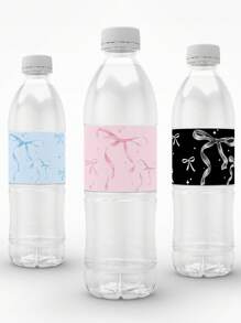 10/20pcs Pink Blue Black Bow Water Bottle Labels Bowknot Theme Party Water Bottle Wraps Bachelorette Wedding Party Decorations