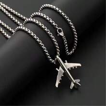 1 pieza Versátil collar colgante de avión de estilo hip hop, accesorio de cadena de suéter de acero inoxidable punk minimalista y con estilo personalizado