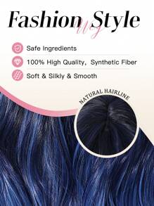 Ava WIGS 26 Inch Blue Ombre Wig Long Curly Wig For Women Synthetic Wig Colorful Punk Music Festival Wigs Daily Cosplay Party Use