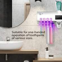 新款紫外线立体牙刷消毒器-1 件壁挂式牙刷架，带浴室收纳架，用于放置牙刷和漱口杯。