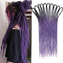 10 Strands 24 Inch Double Ended Synthetic Dreadlock Extensions - Straight Fake Dreads In Dark Purple 10 Strands/Pack Easy To Style & Reusable Lightweight & -Free Dreads Extensions - Multicolor - View 2
