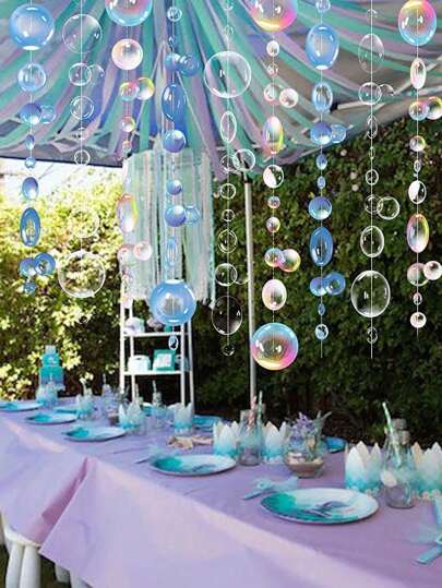 1 pieza Guirnaldas de burbujas de colores azul, transparente y multicolor con temática submarina, decoraciones colgantes flotantes para fiestas, revelación de sexo, cumpleaños, bodas, despedidas de soltera con fondo acuático, océano