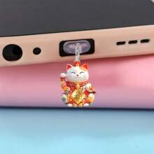 1pc Lucky Cat Acryl Stofplug, Compatibel met iPhone/Type-C-poort, Telefoonverzorging en -onderhoud, Geschikt als vakantiecadeau