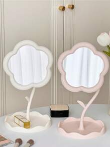 Flower Pattern Makeup Mirror, Cute Tabletop Vanity Mirror For Girls, Portable Makeup Mirror For Dorm, Students,Makeup,Cheap,Room Decor,Vanity,Travel,Bedroom,Makeup Accessories,Mirror,Vanity Mirror