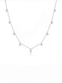 1 件 S925 纯银水滴锆石链项链，时尚设计百搭锁骨链，适合女性日常、婚礼、派对穿着，也是送给爱人的好礼物 - 水滴鋯石鏈條項鍊 - 查看 12