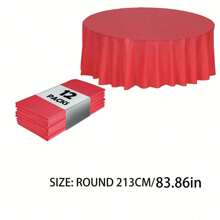 12pcs Round Plastic Tablecloths, Premium Plastic Disposable Tablecloths, Suitable For Easter Holiday Use