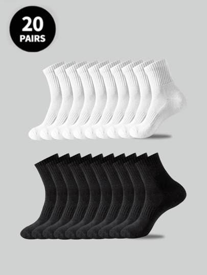5 pares/10 pares/20 pares de calcetines casuales para niños, calcetines medianos largos, calcetines blancos, calcetines de invierno, calcetines negros, deportivos, adecuados para edades de 10 a 16 años