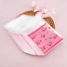 50 Stücke niedliche, süße rosa Erdbeermuster selbstklebende OPP-Beutel, geeignet für Schmuck, Dekoration, Geschenkverpackung und Aufbewahrung