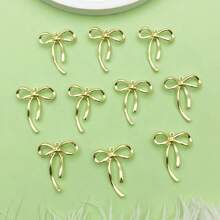 10pcs Exquisite Bow Charms Cute Sweet Bowtie Charms Hollow Bowknot Charms For DIY Women Jewelry Making Bracelets Craft Accessories - Gold - View 1