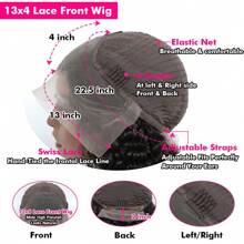13x4 Loose Deep Lace Front Wig Human Hair Long Hair Transparent Frontal 180% Density Bleached Knots For Women Natural Black Pre-Plucked Hairline