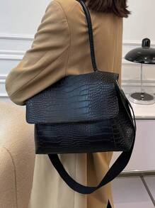 Bolso de mano vintage de gran capacidad, nuevo para primavera/verano 2024, diseño único de bolso de hombro y bandolera para mujer - Negro - Ver 3