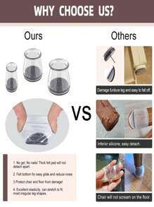 12/24PCS Silicone Chair Leg Floor Protectors, Round Furniture Pads For Hardwood Floors, Furniture Sliders For Chair Legs,Thick Felt Chair Leg Caps Cover,Floors From Scratching And Reduce Noise(Clear)