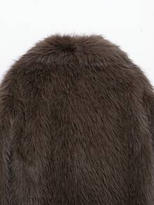 LEILEIBEI Autumn/Winter New Thickened Faux Fox Fur Collar Faux Fur Short Coat, Youthful Elegant Mid-Length Fur Effect Outerwear